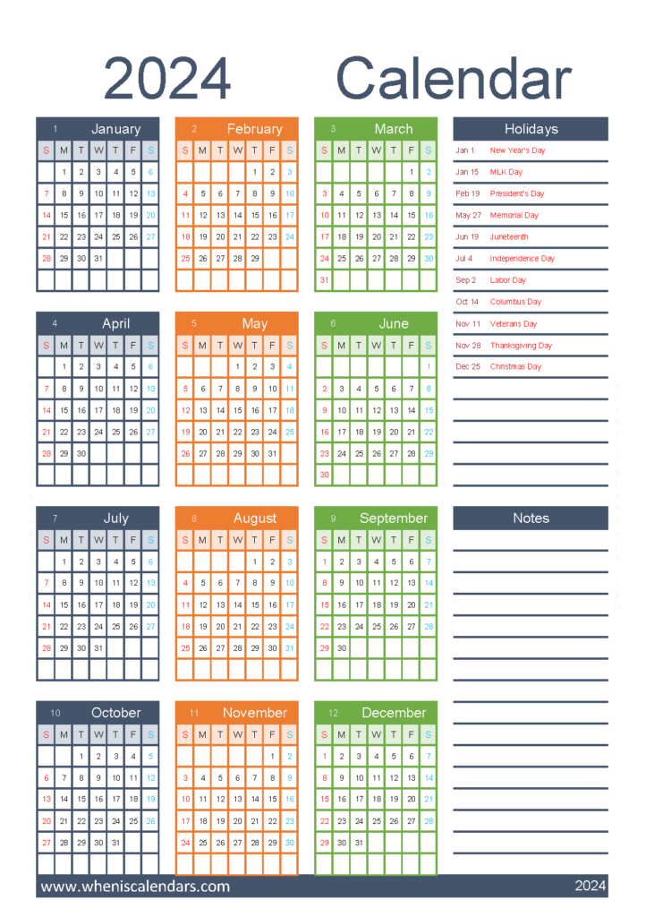 Download Calendar 2024 printable monthly A5 Vertical (24Y083)