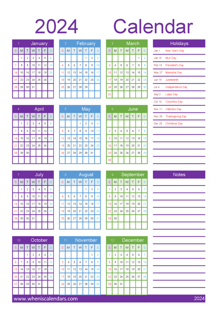 Download 2024 year planner pdf A5 Vertical (24Y087)