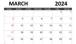 cute March 2024 Printable Calendar M3281