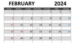 Printable February 2024 Calendar Printable F2282