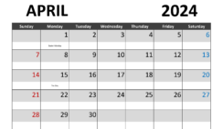 Printable April 2024 Calendar Printable A4282