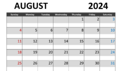 Printable August 2024 Calendar Printable A8282