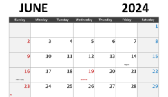 June Calendar 2024 Blank J6284