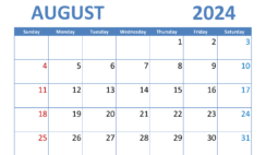 Blank Aug Calendar 2024 A8286
