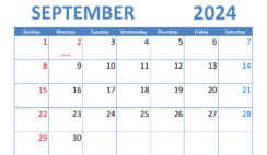 Blank Sept Calendar 2024 S9286