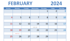 Blank Calendar Template February 2024 Printable F2287