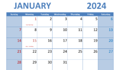 Download January 2024 Calendar A4 A4 Horizontal J4009