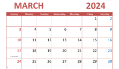 March 2024 desk Calendar Printable M3291