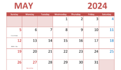 Calendar May 2024 Printable Free M5293