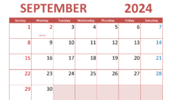 Calendar September 2024 Printable Free S9293
