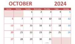 Calendar October 2024 Printable Free O1293