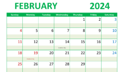 Printable Free Calendar February 2024 F2297