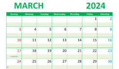 Printable Free Calendar March 2024 M3297