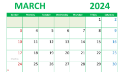 Free Printable March 2024 Calendars M3298