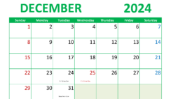 Free Printable December 2024 Calendars D1298