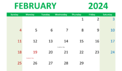 Blank Calendar of February 2024 F2300