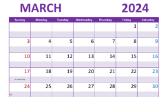 Blank Calendars March 2024 M3302