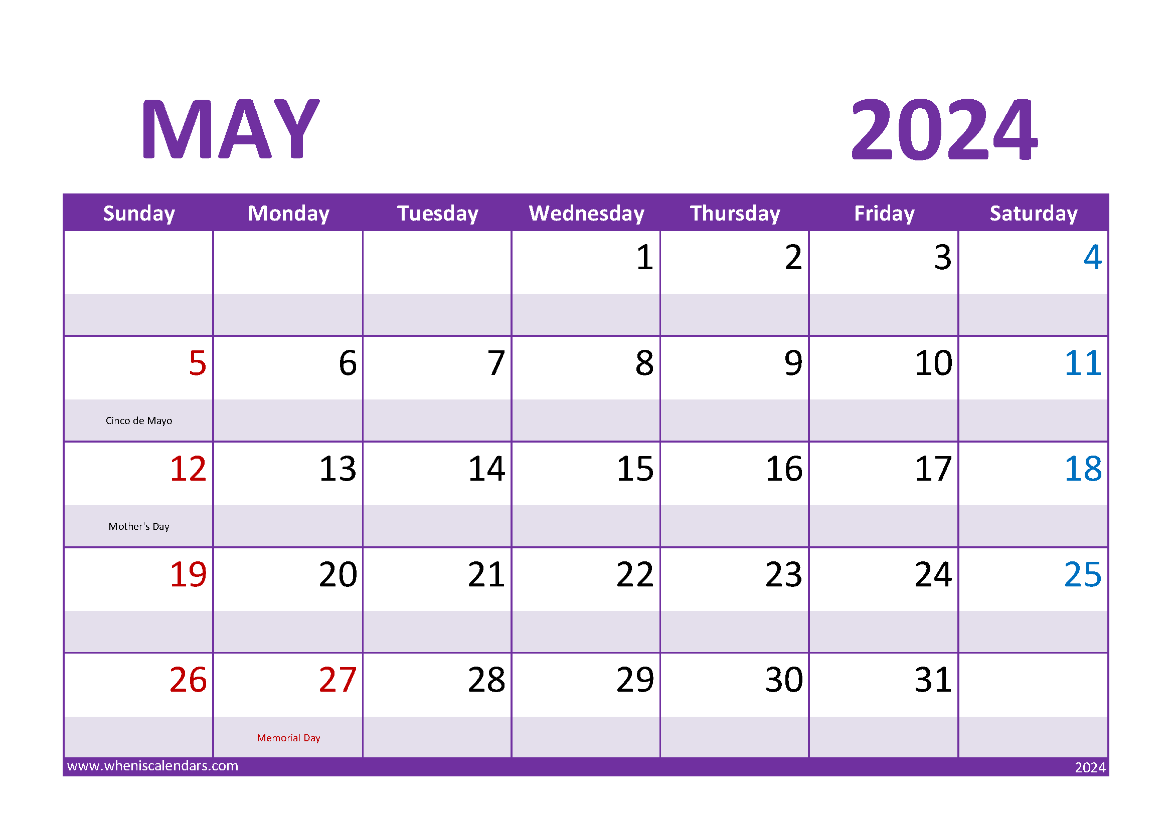 Download April Calendar 2024 with Holidays A4 Horizontal 44022