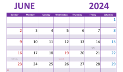 Blank Calendars June 2024 J6302