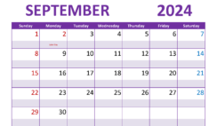 Blank Calendars September 2024 S9302