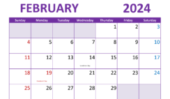 Monthly planner February 2024 Printable F2303