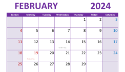 2024 Blank Monthly Calendar February F2304
