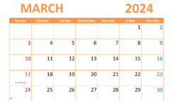 March 2024 Printable Calendar Page M3306