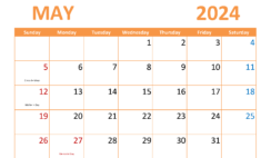 April 2024 Printable Calendar Page A4306