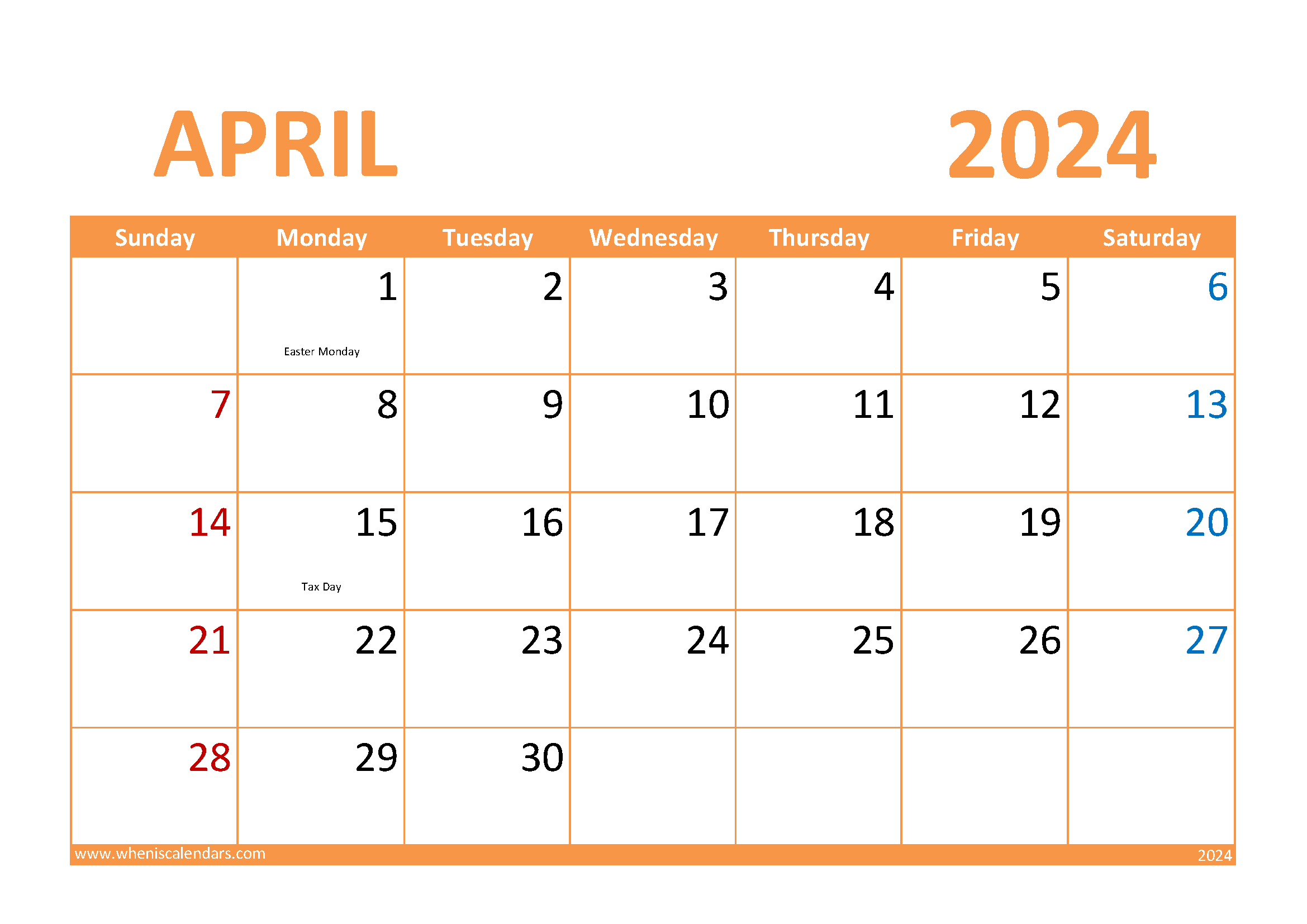 Download Printable May Calendar 2024 A4 Horizontal 54026