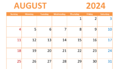 August 2024 Printable Calendar Page A8306
