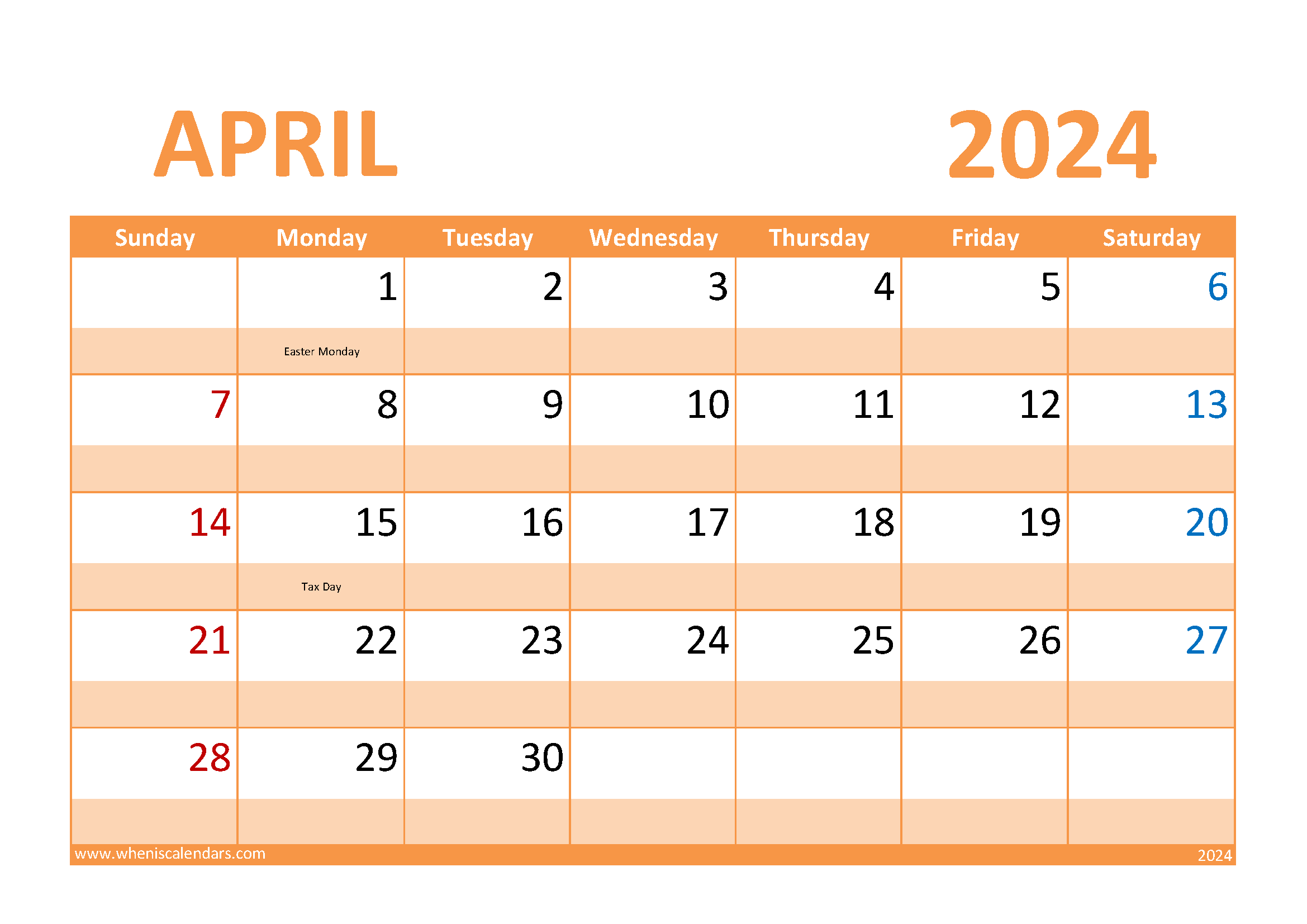 Download May 2024 Holiday Calendar A4 Horizontal 54027