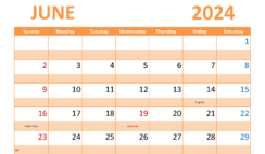 Free Printable Blank Calendar June 2024 J6307
