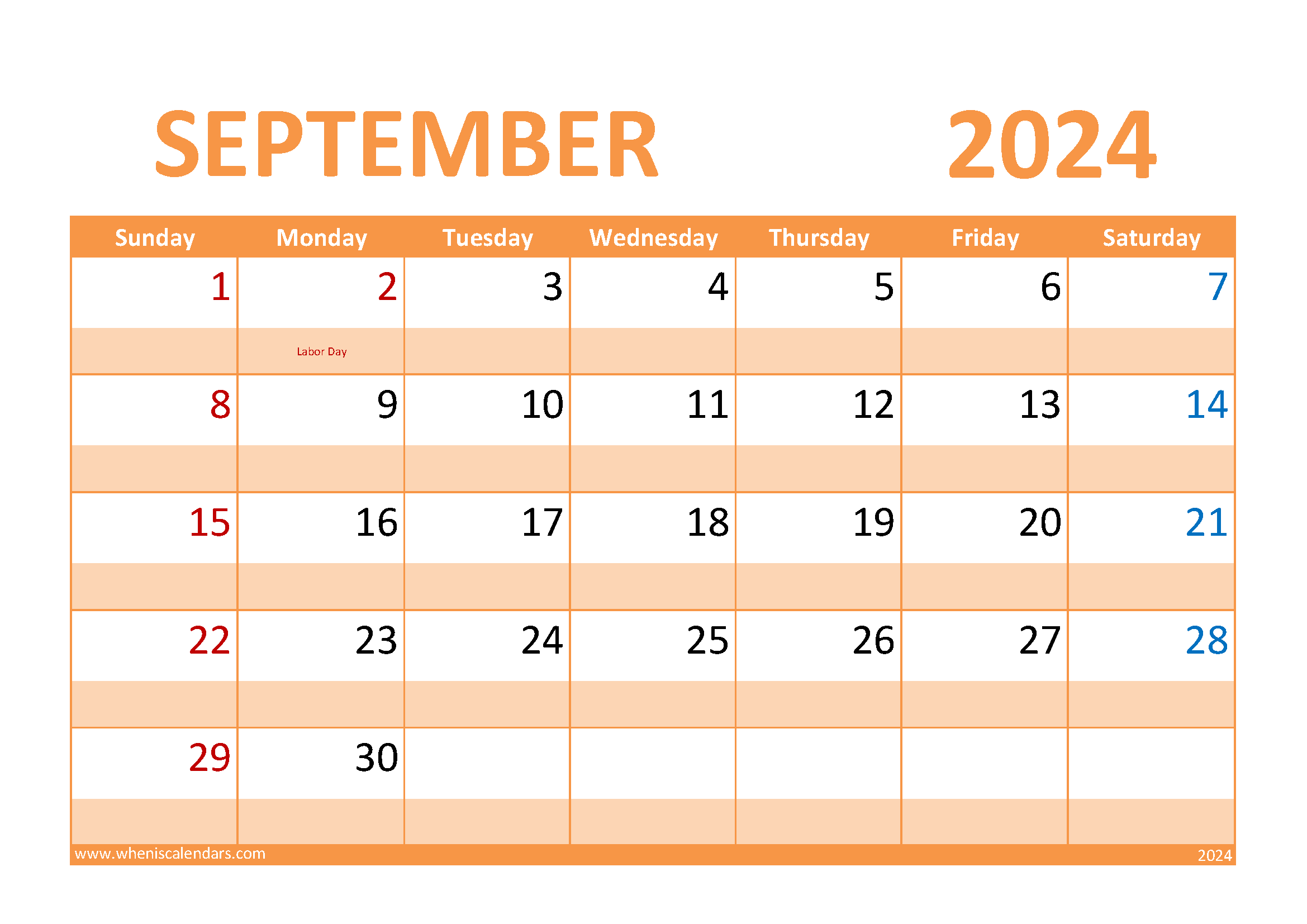 Download September 2024 Holiday Calendar A4 Horizontal 94027