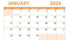 Download January Blank Calendar 2024 A4 Horizontal J4028