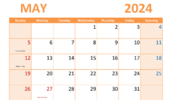 month Calendar Printable April 2024 A4309