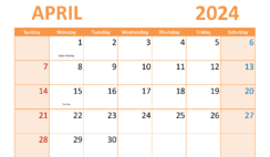 month Calendar Printable May 2024 M5309