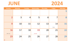 month Calendar Printable June 2024 J6309
