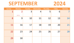 month Calendar Printable September 2024 S9309