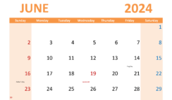 Free 2024 June Calendar Printable J6310