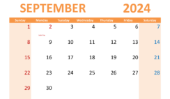 Free 2024 September Calendar Printable S9310