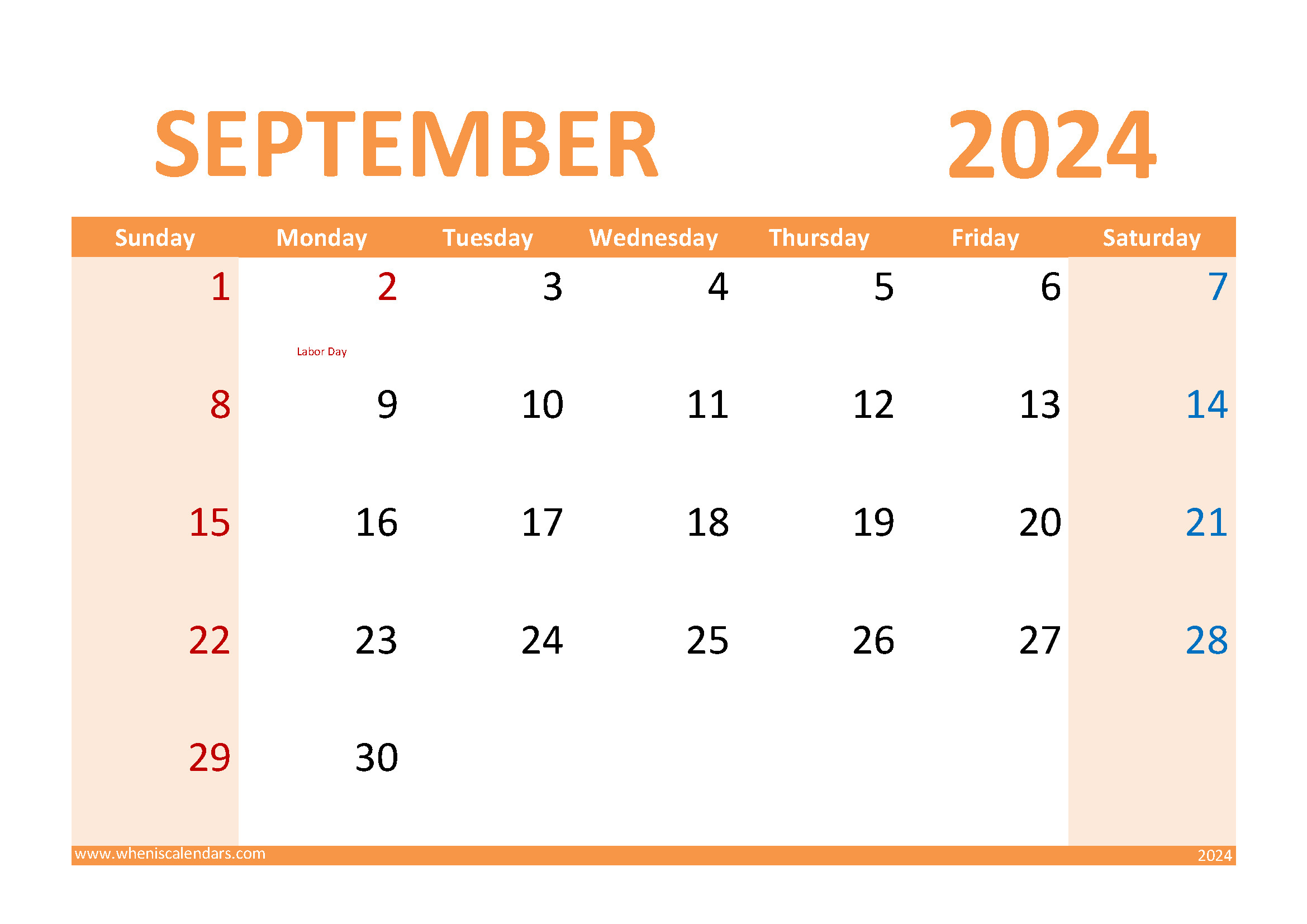 Download September 2024 Holidays and special days A4 Horizontal 94030