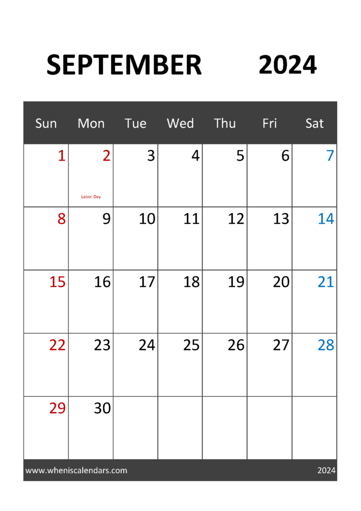 Download September 2024 Calendar editable A4 Vertical 94031
