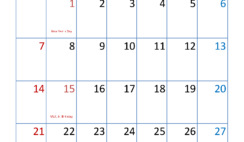 Download Calendar for January 2024 Printable A4 Vertical J4036