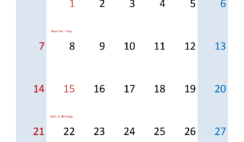 Download print Calendar January 2024 A4 Vertical J4040