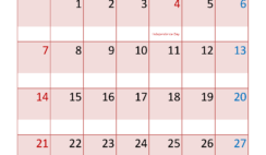 July 2024 Calendar J7 Printable J7322
