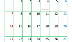 Blank July 2024 Calendar Page J7326
