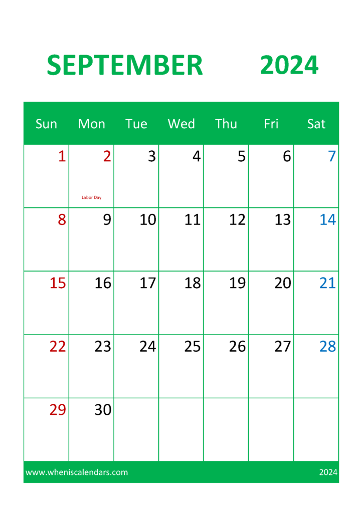 Download September Holiday Calendar 2024 A4 Vertical 94046