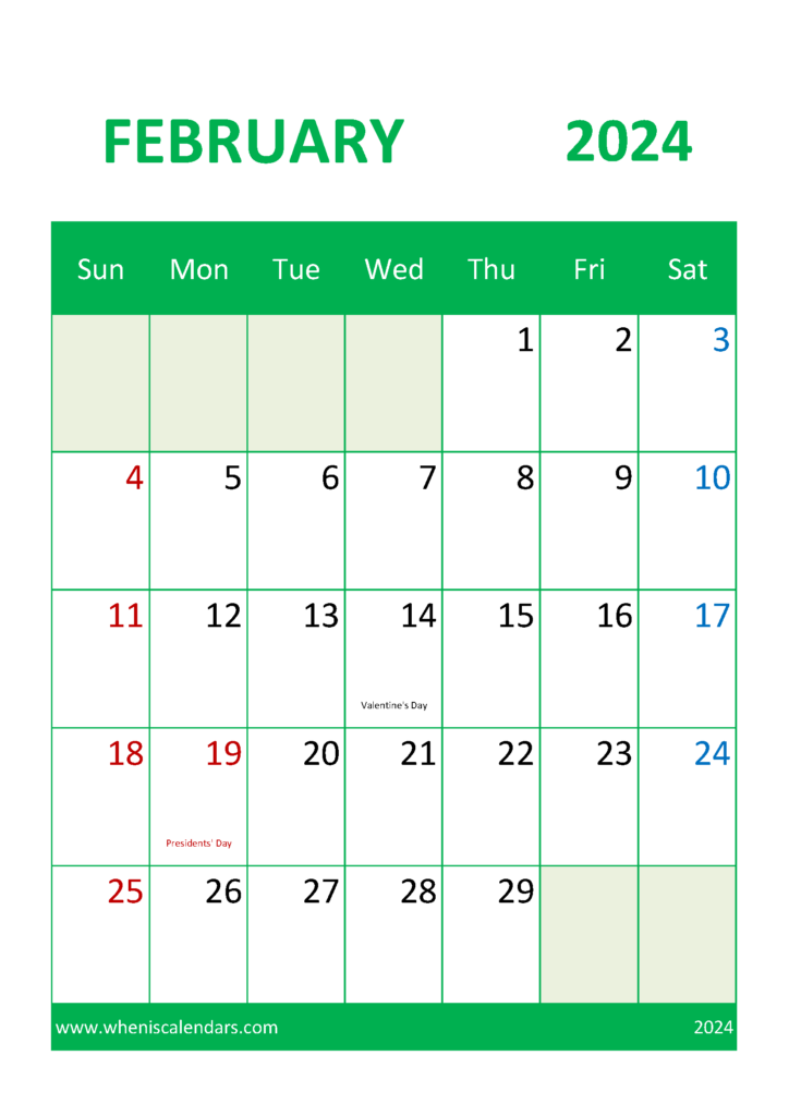 Download February Calendar Printable 2024 A4 Vertical 24048