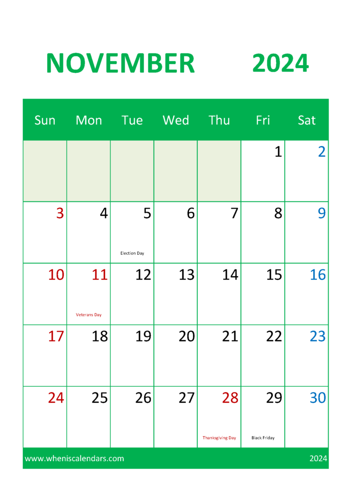 Download November Calendar Printable 2024 A4 Vertical 114048