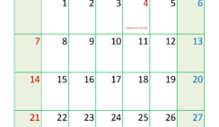 Print Blank Calendar July 2024 J7329
